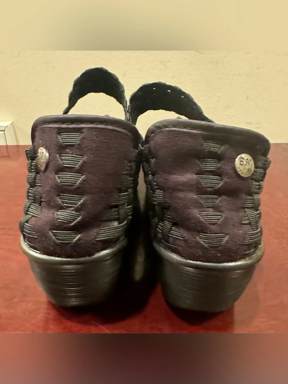 Women’s Bernie Mev. Black Woven Wedge Shoes - Size 38 ( US 7.5 )